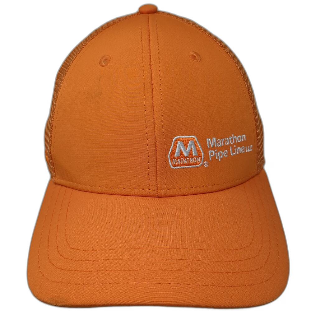 Pukka Trucker Hat Orange One Size Marathon Pipe Line 811 Snapback Mesh Safety